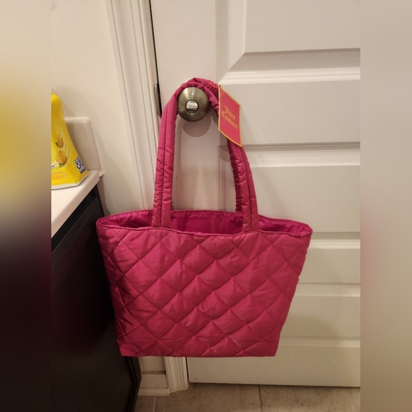 Juicy Couture Hot Pink Large Quilted Tote Bag NWT  #O - Picture 2 of 5